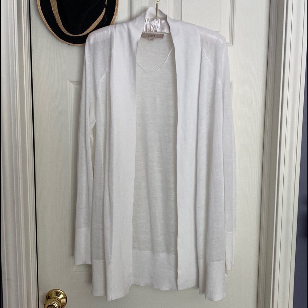 Loft cardigan size M, sheer off white color that is a staple for your wardrobe